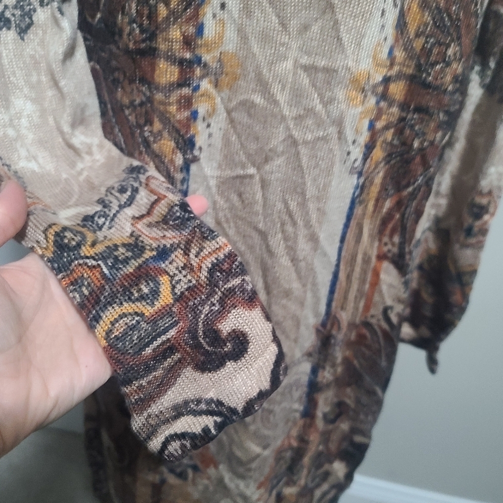 Chico's Regal Paisley Cardigan Open Front Duster Chico's Size 0 - Picture 10 of 15